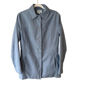 Togo Light Blue Button Front Jacket Size S Minimalist Faux Suede Lightweight